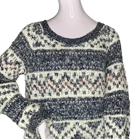 Garage Crewneck Sweater Size XS/S Chunky Knit Geometric Pattern Re… - Picture 2 of 10